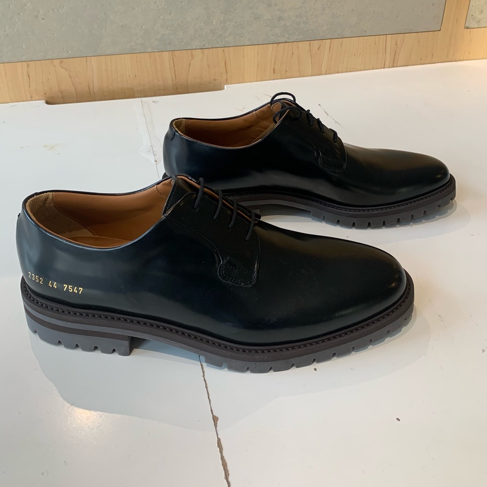 Common Projects Black Leather Derby’s Mens Size 44